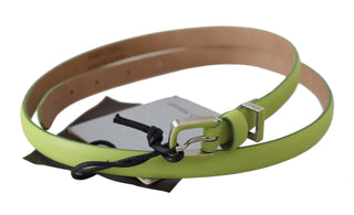 Classic Green Leather Belt With Silver-tone Hardware - Luxury for You