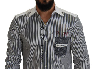 Slim Fit Striped Casual Shirt With Channel Motive