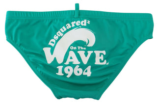 Chic Green Swim Briefs With White Logo