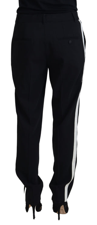 Elegant Black Wool-silk Blend Trousers