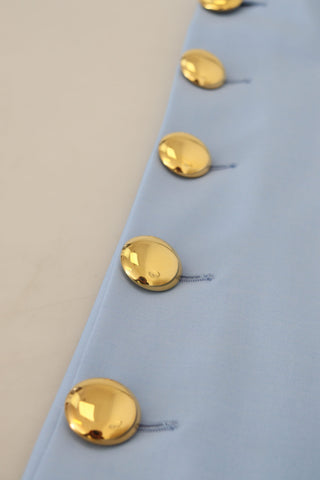 Elegant Light Blue Wool-silk Blend Pants