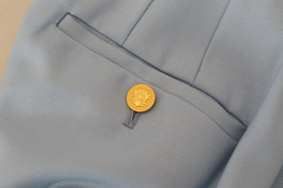 Elegant Light Blue Wool-silk Blend Pants