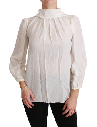 Elegant White Silk Turtle Neck Blouse - Luxury for You