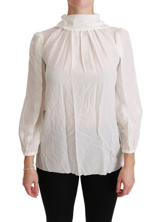 Elegant White Silk Turtle Neck Blouse - Luxury for You