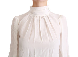 Elegant White Silk Turtle Neck Blouse - Luxury for You