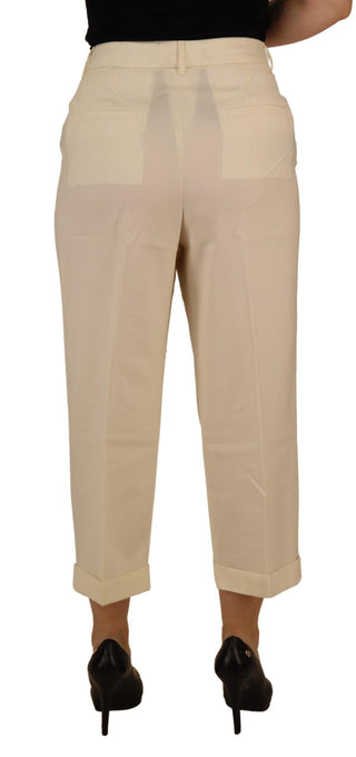 Elegant Ivory High-waist Wool Pants