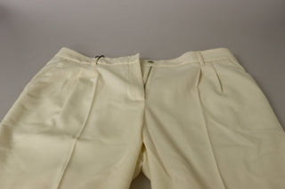 Elegant Ivory High-waist Wool Pants