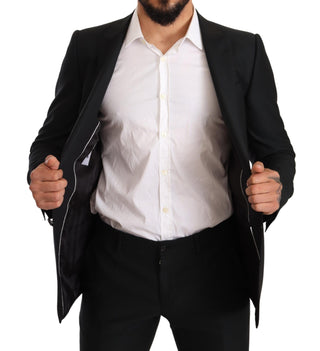 Sleek Black Virgin Wool Martini Suit - Luxury for You