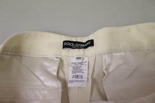 Elegant Ivory High-waist Wool Pants