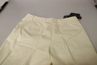 Elegant Ivory High-waist Wool Pants