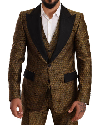 Elegant Yellow Patterned Three-piece Suit - Luxury for You