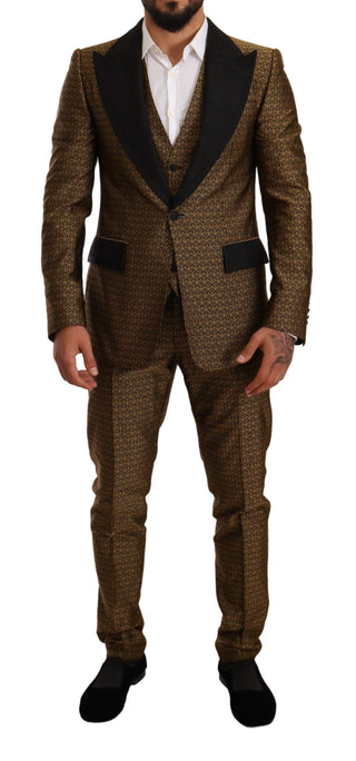 Elegant Yellow Patterned Three-piece Suit - Luxury for You