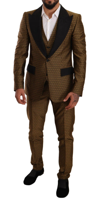 Elegant Yellow Patterned Three-piece Suit - Luxury for You