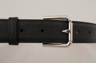 Sleek Black Authentic Leather Belt