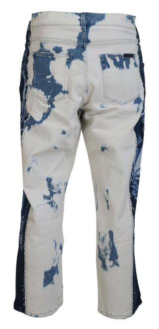 Elegant Loose Fit Denim Pants With Unique Print