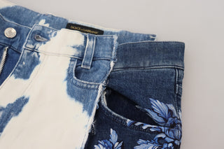 Elegant Loose Fit Denim Pants With Unique Print