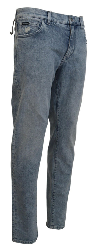 Elegant Slim-fit Light Blue Denim Pants