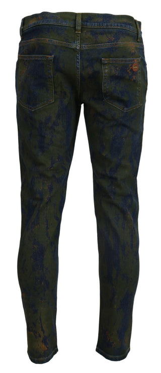 Chic Slim-fit Denim Jeans In Green Wash