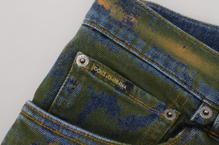 Chic Slim-fit Denim Jeans In Green Wash