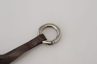 Chic Brown Leather Keychain With Brass Accents