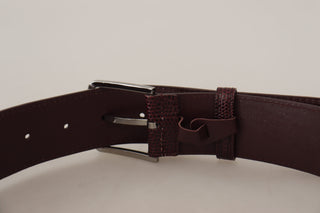 Elegant Maroon Leather Belt With Engraved Buckle