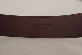 Elegant Maroon Leather Belt With Engraved Buckle