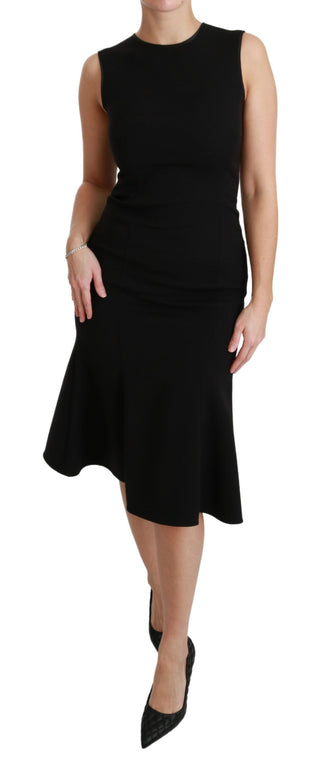 Elegant Black Fit Flare Wool Blend Dress - Luxury for You