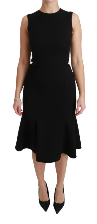 Elegant Black Fit Flare Wool Blend Dress - Luxury for You