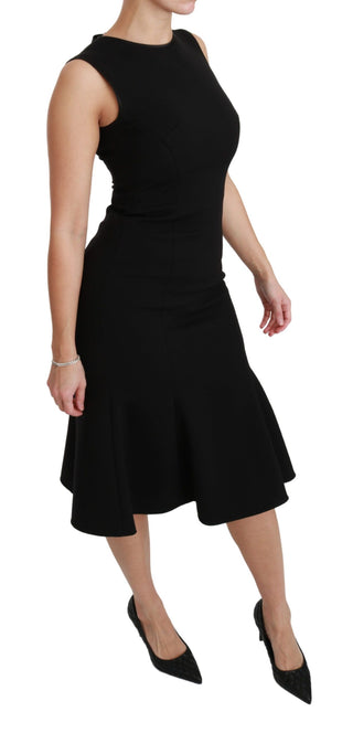 Elegant Black Fit Flare Wool Blend Dress - Luxury for You