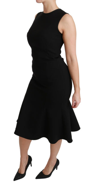 Elegant Black Fit Flare Wool Blend Dress - Luxury for You