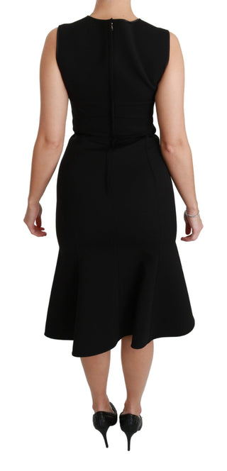 Elegant Black Fit Flare Wool Blend Dress - Luxury for You