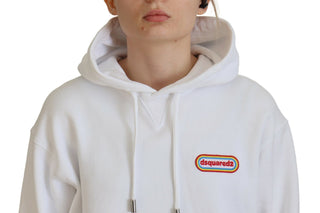 White Logo Patch Cotton Hoodie Sweatshirt Sweater