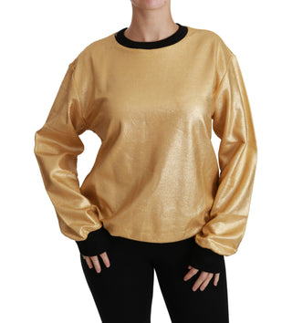 Elegant Gold Crew Neck Cotton Sweater - Luxury for You