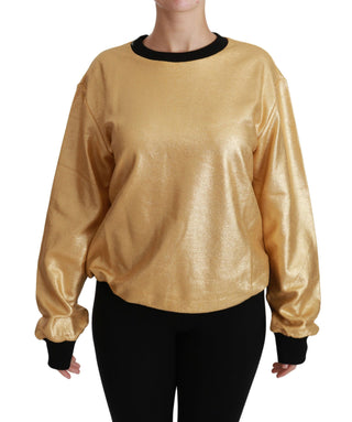 Elegant Gold Crew Neck Cotton Sweater - Luxury for You