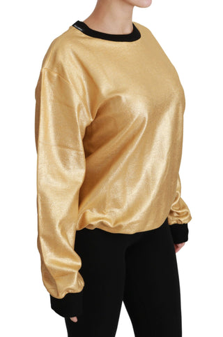 Elegant Gold Crew Neck Cotton Sweater - Luxury for You