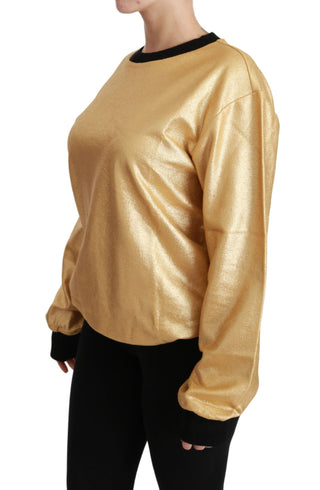 Elegant Gold Crew Neck Cotton Sweater - Luxury for You