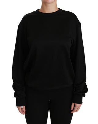 Elegant Black Cotton Crew Neck Pullover Sweater - Luxury for You