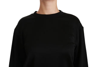 Elegant Black Cotton Crew Neck Pullover Sweater - Luxury for You