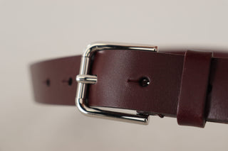 Maroon Luxe Leather Belt With Metal Buckle