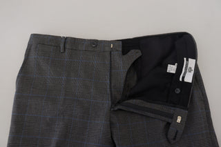 Elegant Checkered Wool Dress Pants For Men