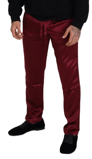 Silk Lounge Pants In Bordeaux