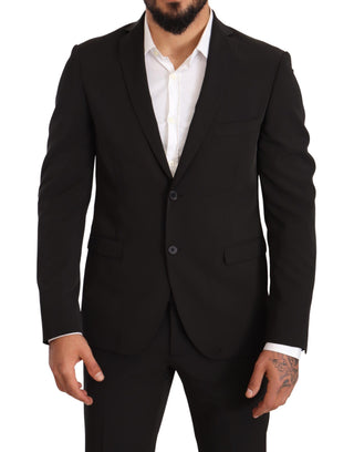 Elegant Black Slim Fit Two-piece Suit - Luxury for You