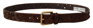 Elegant Leather Belt With Engraved Buckle