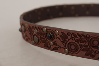 Elegant Leather Belt With Engraved Buckle