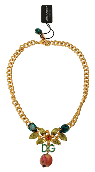 Elegant Gold-tone Floral Fruit Necklace