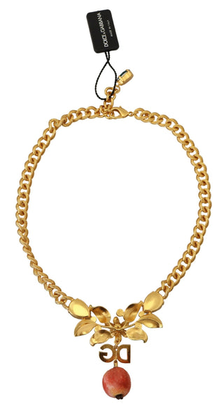 Elegant Gold-tone Floral Fruit Necklace