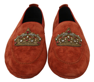 Elegant Orange Leather Moccasin Slippers - Luxury for You