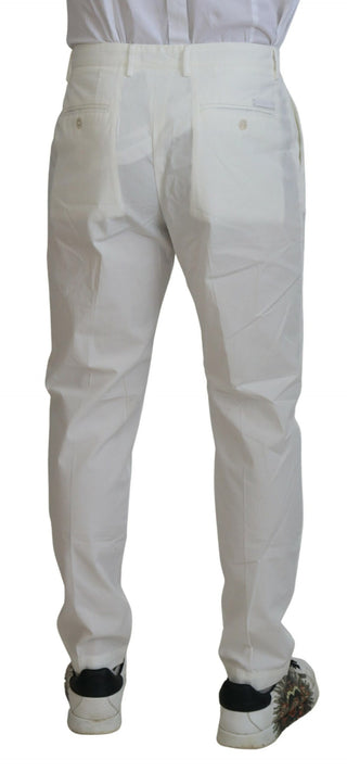 Elegant White Cotton Chino Pants