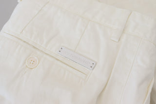 Elegant White Cotton Chino Pants