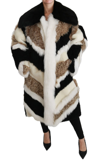 Elegant Multicolor Shearling Cape Coat - Luxury for You